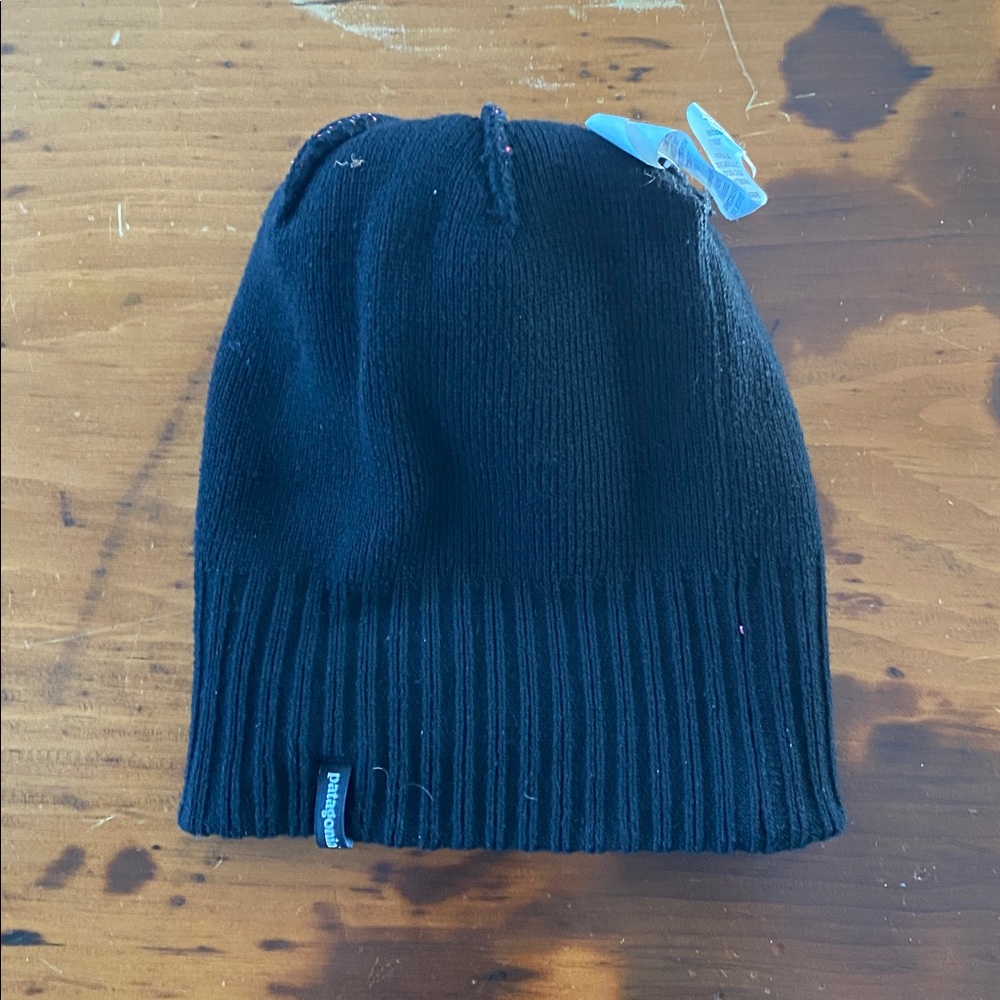 Kids Patagonia winter hat wool blend black patter ski winter outdoor granola - Picture 4 of 5